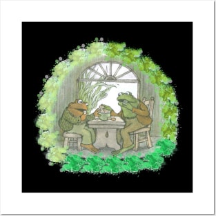 Frog and toad on table Posters and Art